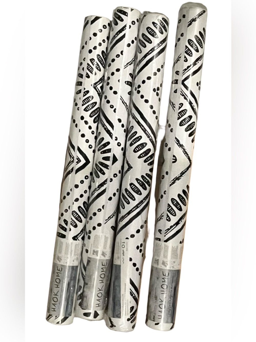 Black & White Geometric Print Self Adhesive Boho Wallpaper 4 Rolls - Picture 7 of 10